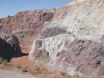 Dique félsico que corta a la mineralización en el área de “Charcos”.