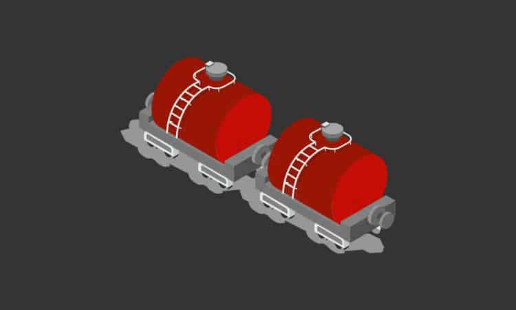 Vagones cisterna utilizados para transportar cianuro a minas en procesos de lixiviación.