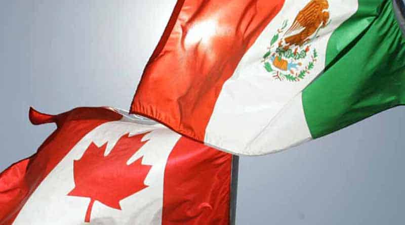 Banderas de Canadá y México