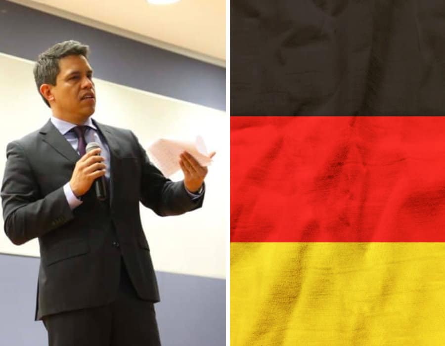 Francisco Quiróga y bandera de Alemania