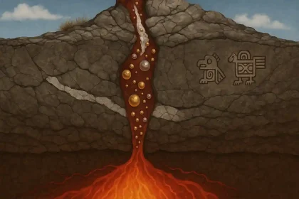 Ilustración conceptual de un yacimiento mineral en Oaxaca. No representa una imagen oficial del estudio científico.